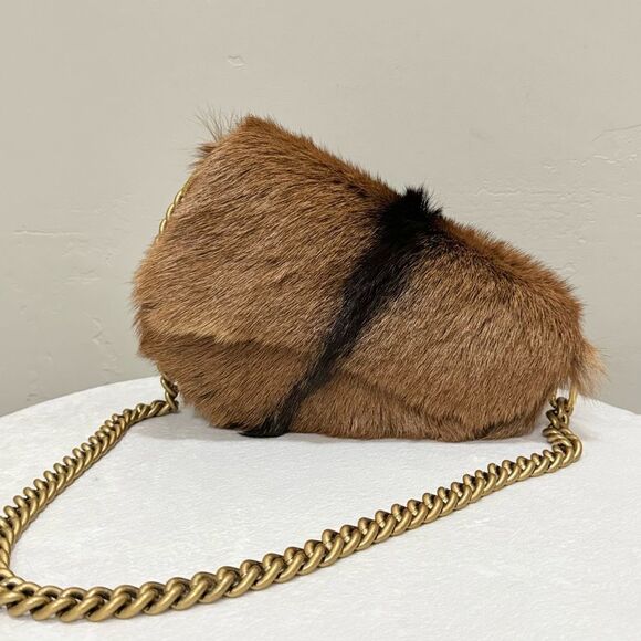 Handmade Asymmetric Leather Shoulder Bag/Hair On Goat- hide Saddle Bag/Crossbody - Picture 8 of 16